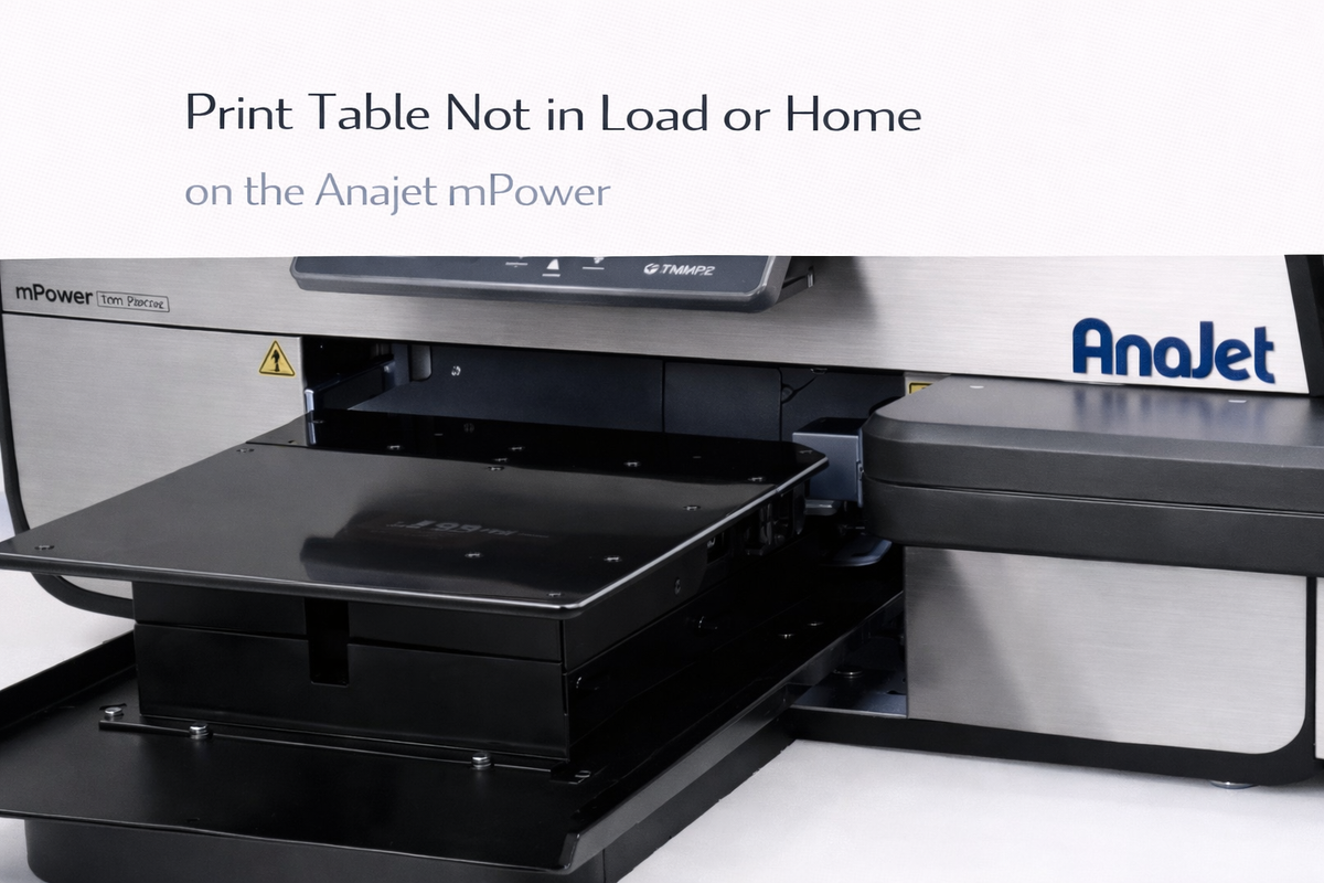 Print Table Not in Load or Home on the Anajet Mpower | GPI Supplies