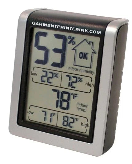 Close up of a humidity gauge 