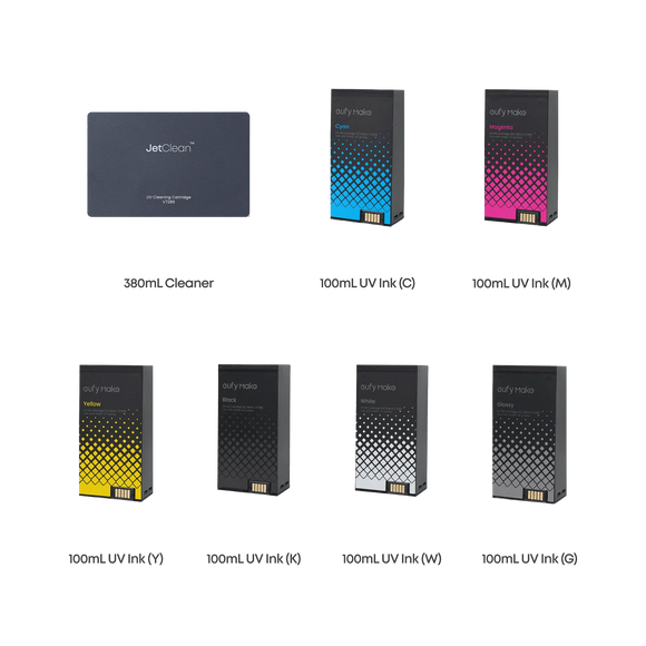 eufyMake Ink EufyMake E1 UV Ink & Cleaning Kit – CMYK, White & Maintenance