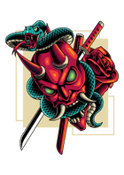 GPI Supplies Graphic Image JAPANESE SHINIGAMI MASK & SNAKE Design