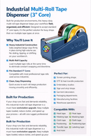 GPI Supplies Heat Press Accessories Application Tape Multi-roll Dispenser 3"