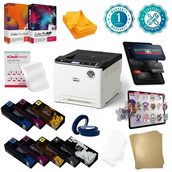 iColor Transfer Printer Uninet iColor® 560 White Toner Transfer Printer Starter Package w/ ProRip and SmartCUT