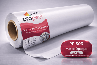 Propeel Media PP303 ProPeel 3.4 mil MATTE OPAQUE White Air Egress Permanent Printable Vinyl
