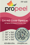 Propeel Media PP403 ProPeel 3.4 mil GLOSS OPAQUE White Air Egress Permanent Printable Vinyl