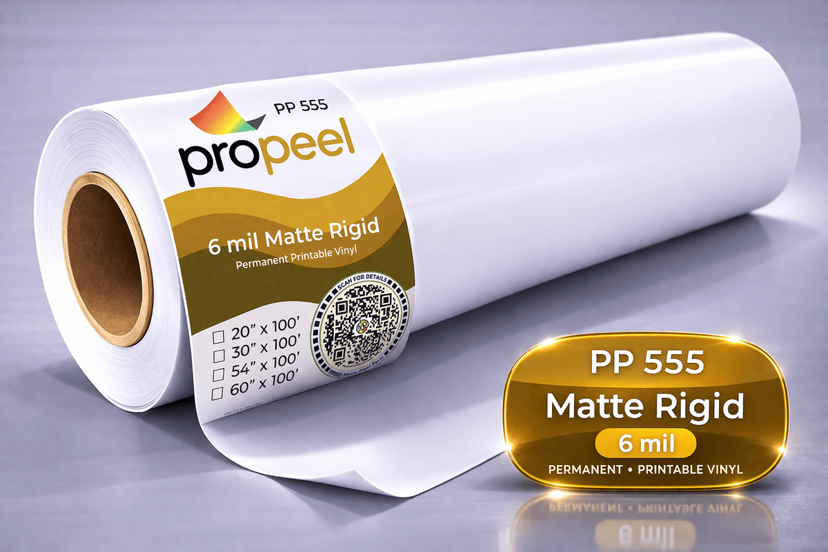 PP555 ProPeel 6 mil MATTE White Semi-Rigid Permanent Printable Vinyl ...