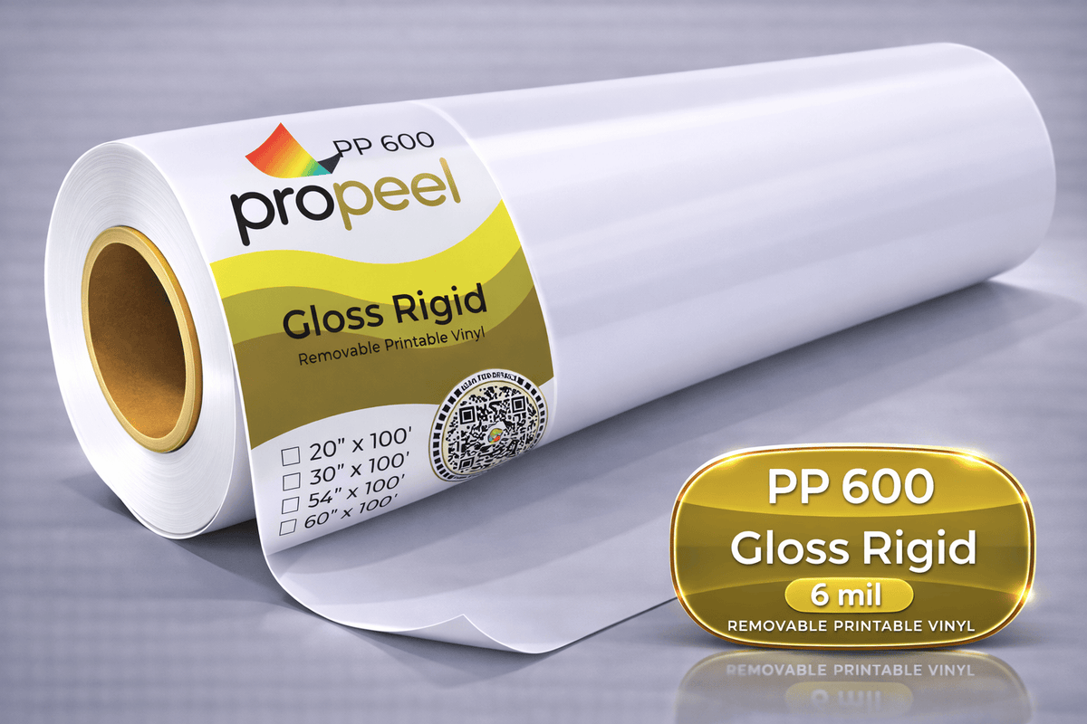 PP600 ProPeel 6 mil GLOSS White Semi-Rigid Removable Printable Vinyl ...