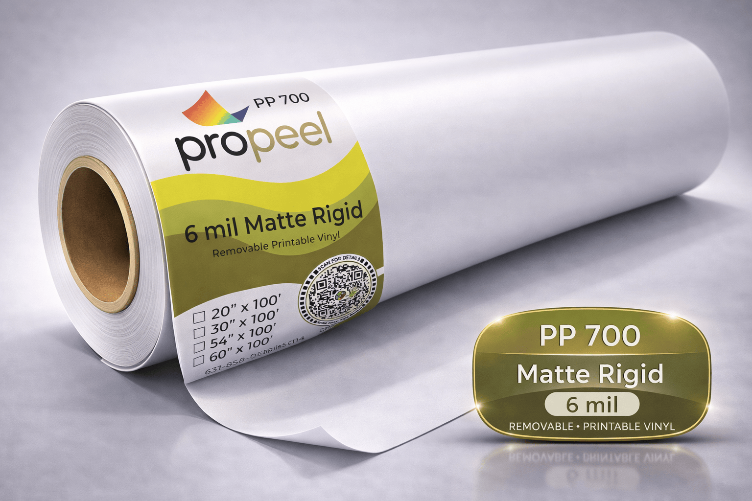PP700 ProPeel 6 mil MATTE White Semi-Rigid Removable Printable Vinyl ...