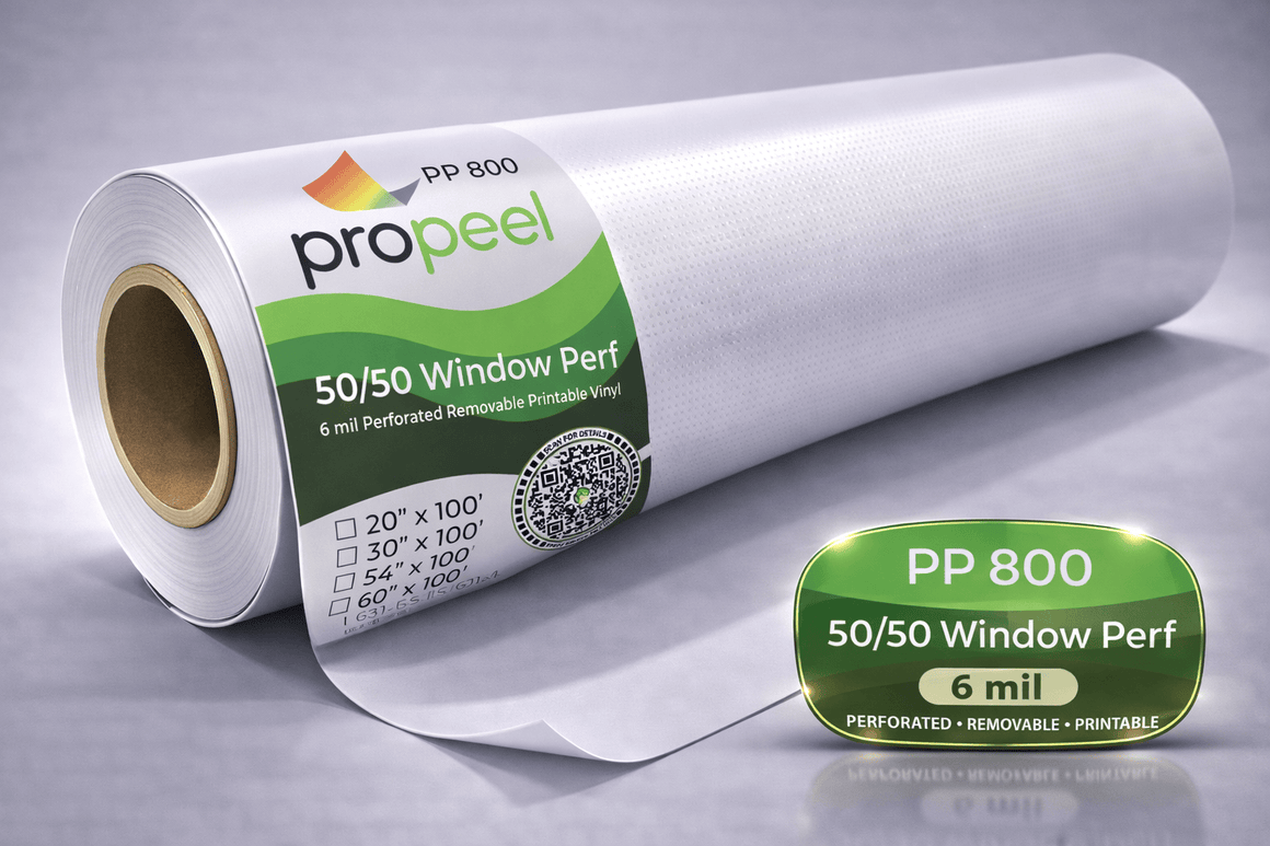 PP800 ProPeel 6 mil 50/50 PERFORATED Removable Printable Window Vinyl ...