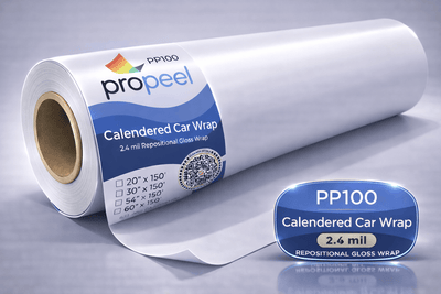 ProPeel PP100 ProPeel 2.4 mil  CALENDARED VEHICLE WRAP Gloss White Air Egress Printable Vinyl