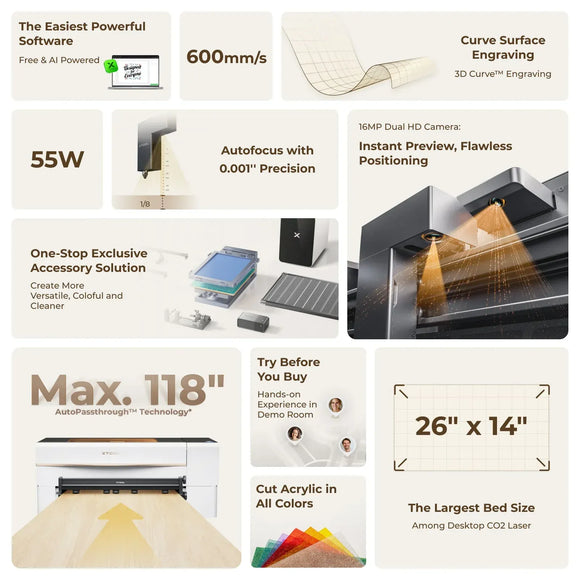 xTool Laser Engraver xTool P2S 55W Desktop CO₂ Laser Cutter