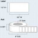 iColor Media 3" x 1.5" Die Cut High Gloss Paper for iColor 200 / 250 (1600 labels per roll)