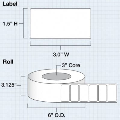 iColor Media 3" x 1.5" Die Cut High Gloss Paper for iColor 200 / 250 (1600 labels per roll)