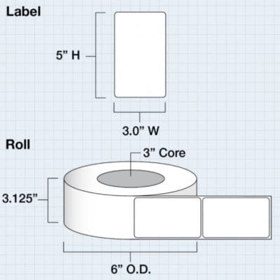 iColor Media 3" x 5" Die Cut High Gloss Paper for iColor 200 / 250 (475 labels per roll)