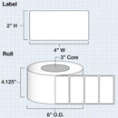 iColor Media 4" x 2" Die Cut High Gloss Paper for iColor 200 / 250 (1250 labels per roll)