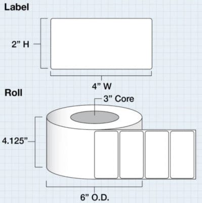 iColor Media 4" x 2" Die Cut High Gloss Paper for iColor 200 / 250 (1250 labels per roll)
