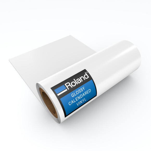 Roland Media 20in x 50ft Roland Glossy Calendared Vinyl, Permanent Adhesive